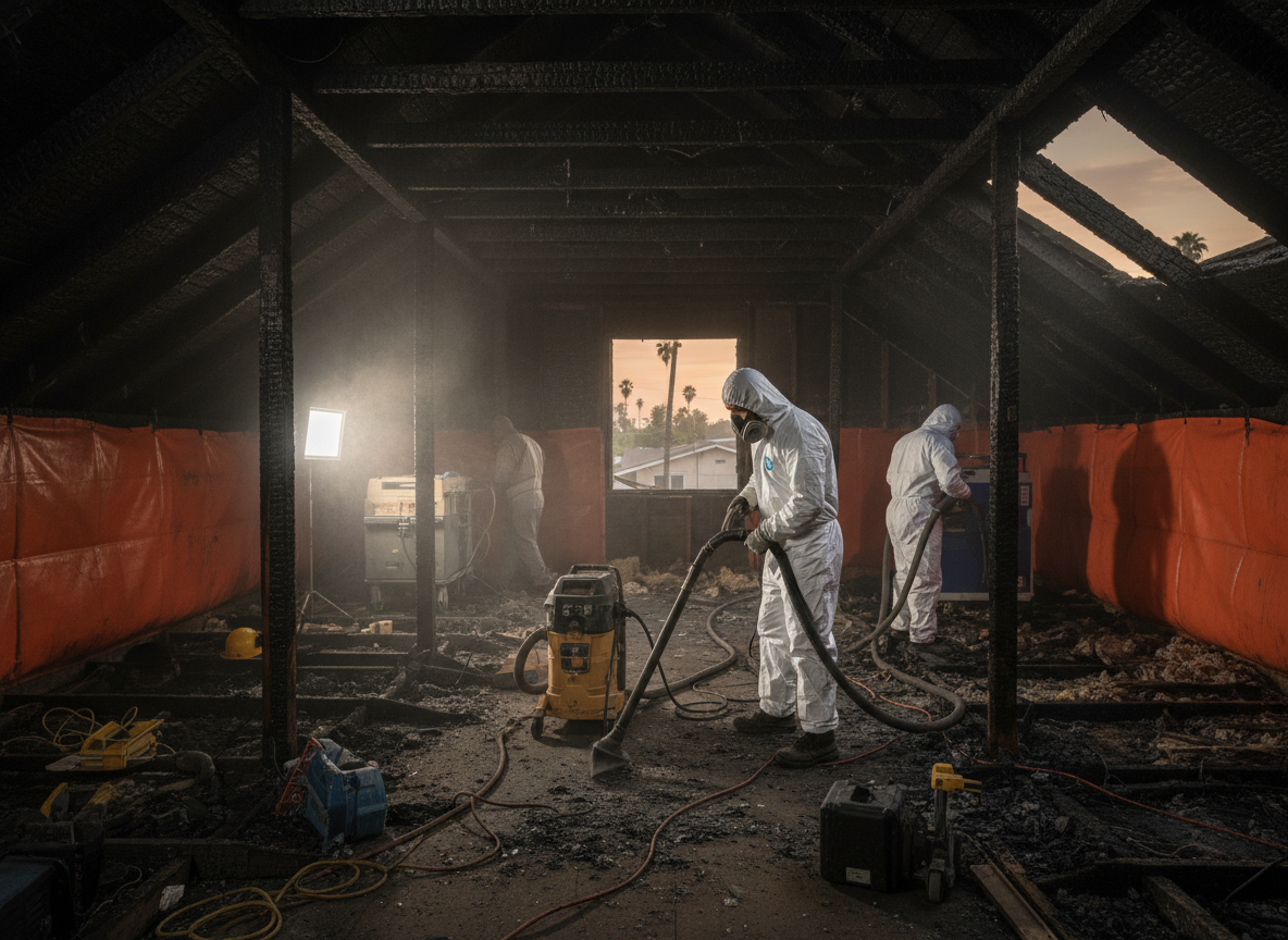 attic fire restoration in Toluca Lake