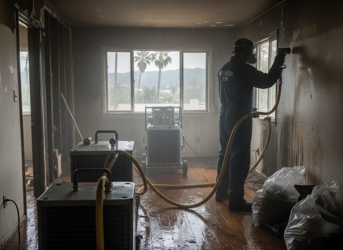 Fire and flood restoration in Toluca Lake
