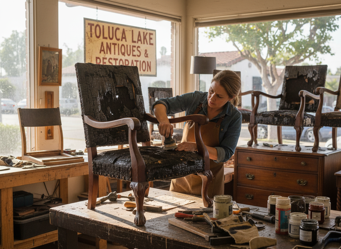 fire-damaged furniture restoration in Toluca Lake