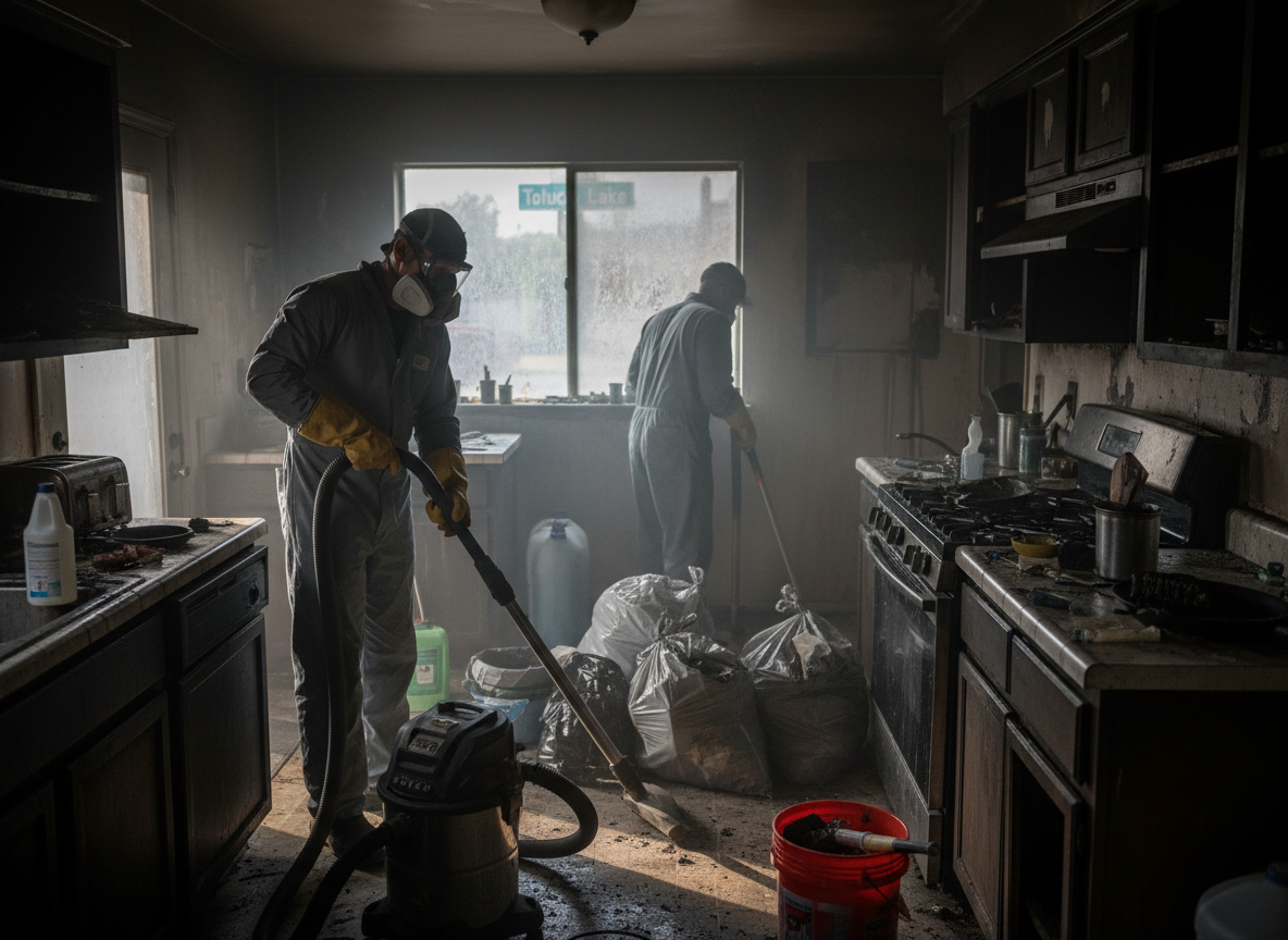 Kitchen fire cleanup in Toluca Lake
